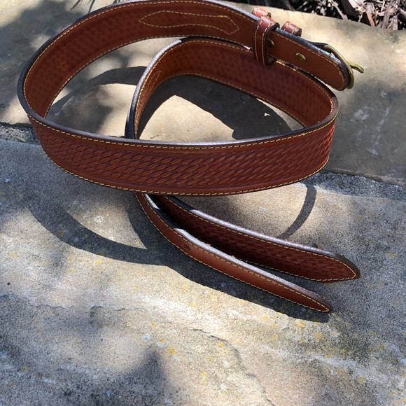 Buffalo Billfolds & Belts. Made in USA. Tan Leather Belt. Unisex main image 8